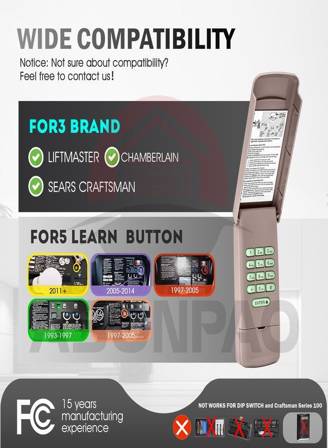 ASONPAO لوحة مفاتيح لاسلكية عالمية ASONPAO 877MAX لأجهزة فتح أبواب المرآب Liftmaster/Chamberlain/Sears Craftsman (عبوة واحدة) - Image 2