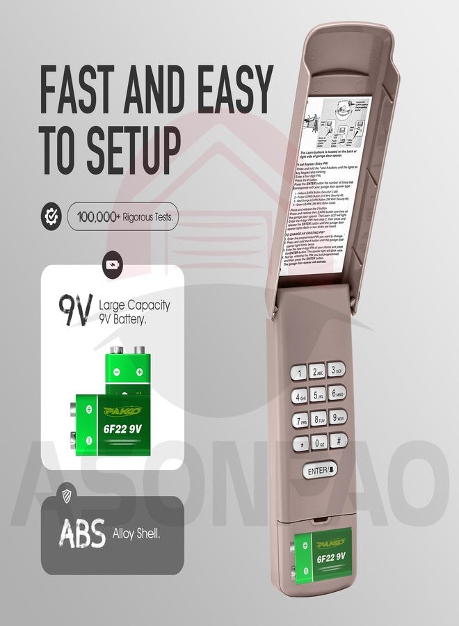 ASONPAO لوحة مفاتيح لاسلكية عالمية ASONPAO 877MAX لأجهزة فتح أبواب المرآب Liftmaster/Chamberlain/Sears Craftsman (عبوة واحدة) - Image 3