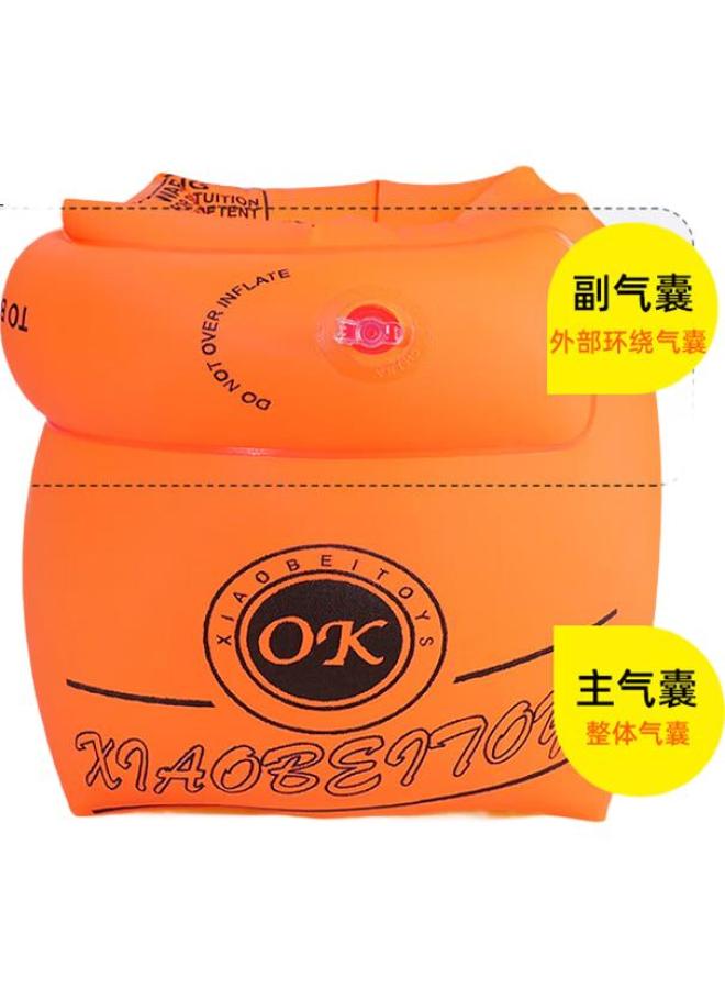Asorain Adult And Children'S Arm Rings, Swimming Double Air Chamber Safety Inflatable Buoyancy Float Rings, Kids Swimming Water Sleeves, Orange - Image 3