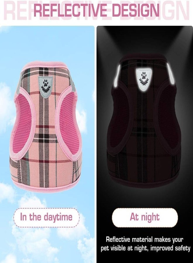 KOOLTAIL Dog Harness for Small Medium Dogs ,Dog Harness and Leash Set, Step in No Pull Soft Mesh Padded Adjustable and Reflective Pet Vest Harness Puppy, Plaid Extra Harness for XS S Dogs, Pink M - Image 5