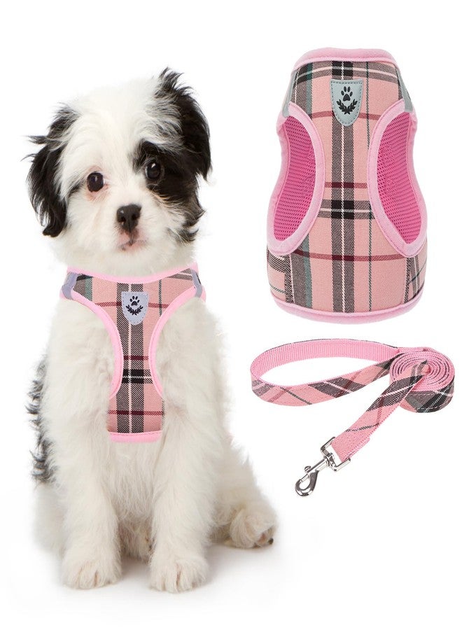 KOOLTAIL Dog Harness for Small Medium Dogs ,Dog Harness and Leash Set, Step in No Pull Soft Mesh Padded Adjustable and Reflective Pet Vest Harness Puppy, Plaid Extra Harness for XS S Dogs, Pink M - Image 1