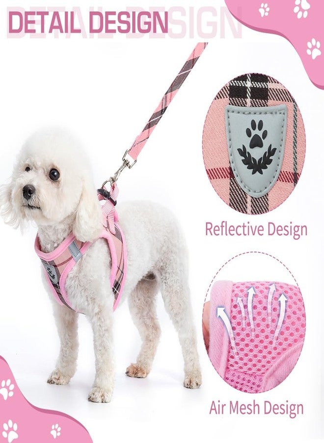 KOOLTAIL Dog Harness for Small Medium Dogs ,Dog Harness and Leash Set, Step in No Pull Soft Mesh Padded Adjustable and Reflective Pet Vest Harness Puppy, Plaid Extra Harness for XS S Dogs, Pink M - Image 4