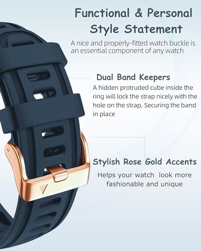 OUTVI 20mm Watch Band for Garmin fenix 5s fenix 6s fenix 7s pro quickfit 20 bands Replacement for garmin epix 2 42mm sapphire short strap Rose Gold women men Blue - Image 3