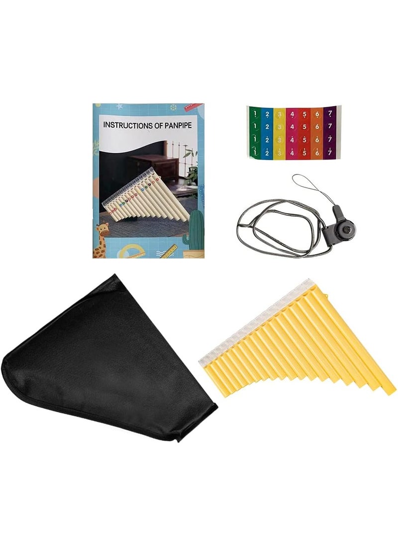 Semme Flute Instrument 18pipe pan flute Flute Flautas Musicales with a carry bag for Beginners Learning Teaching with User Manual Yellow  - Image 2