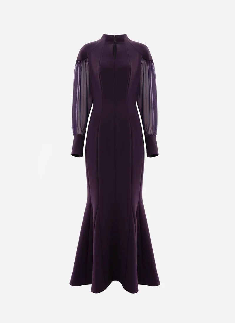 Lichi Maxi dress with semi-transparent puff sleeves