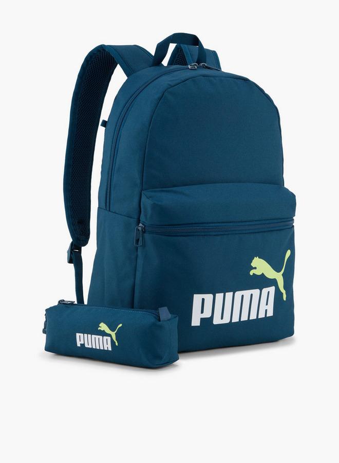 PUMA Logo Print Backpack For Boys 8-13 Years With Pencil Pouch - Image 1