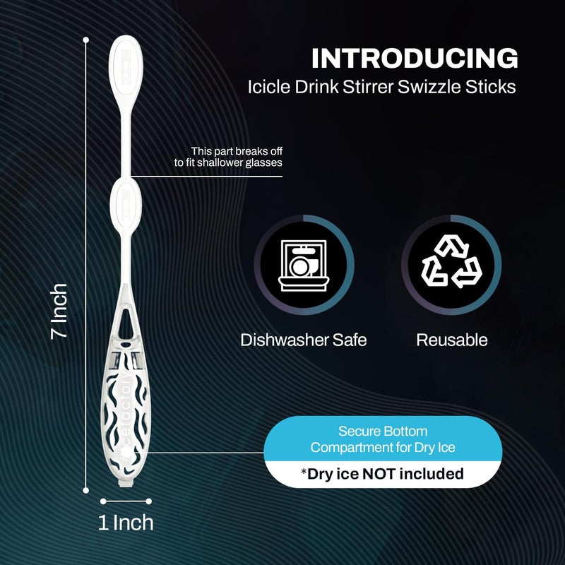 Chrome Cherry Icicle Cocktail Stirrer, Dry Ice Swizzle Sticks for Smokey Cocktails, Drinks, and Coffee, Glows In The Dark, (Use with Dry Ice), 10 Pack - Image 2