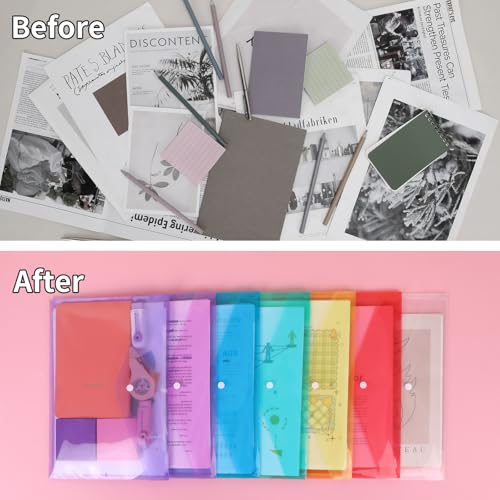 EOOUT 14pcs Plastic Envelopes, Plastic Folders for Documents, Poly Folders with Snap Closure, A4 Size, Letter Size, for School and Office Supplies - Image 5