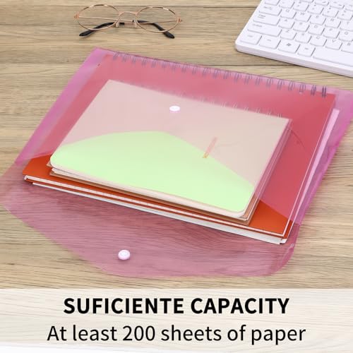 EOOUT 14pcs Plastic Envelopes, Plastic Folders for Documents, Poly Folders with Snap Closure, A4 Size, Letter Size, for School and Office Supplies - Image 3