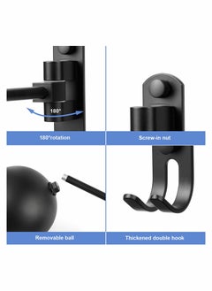 Excefore Helmet Holder, Helmet Holder for Bike 180 Degree Rotation Helmet Rack Motorcycle with 2 Hooks Helmet Hanger  - Image 3