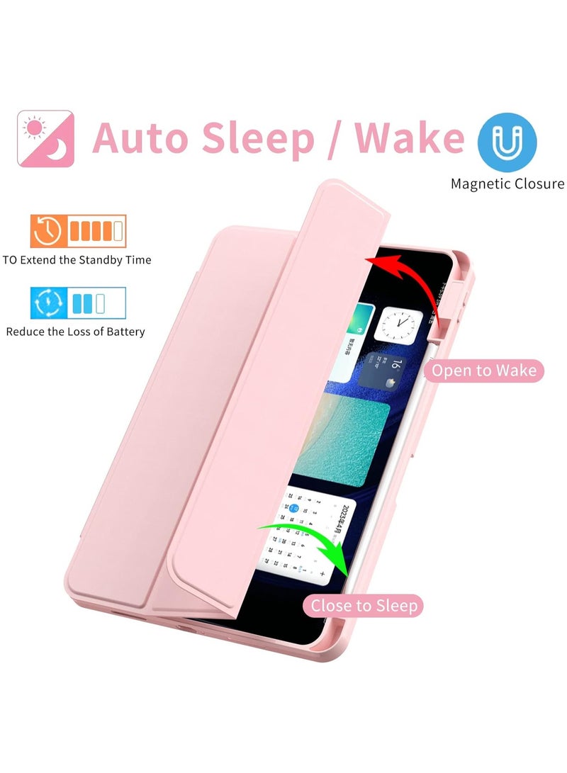 VKL Xiaomi Pad 6/Pad 6 Pro Case 11.0 inch, Auto Wake & Sleep Slim Trifold Stand Case Cover with Pencil Holder, Clear Trasparent Back Shell Csae for Xiaomi Pad 6 2023, Light Pink - Image 3