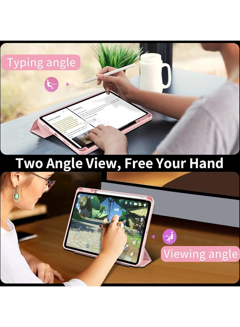 VKL Xiaomi Pad 6/Pad 6 Pro Case 11.0 inch, Auto Wake & Sleep Slim Trifold Stand Case Cover with Pencil Holder, Clear Trasparent Back Shell Csae for Xiaomi Pad 6 2023, Light Pink - Image 4
