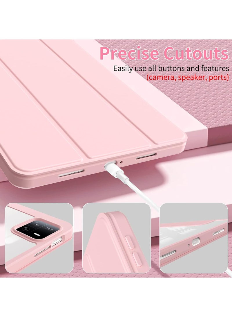 VKL Xiaomi Pad 6/Pad 6 Pro Case 11.0 inch, Auto Wake & Sleep Slim Trifold Stand Case Cover with Pencil Holder, Clear Trasparent Back Shell Csae for Xiaomi Pad 6 2023, Light Pink - Image 5