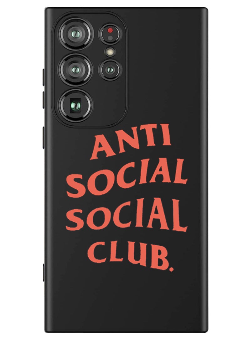 Theodor Protective Slim Fit Case Liquid Silicone Cover with Full Body Protection Anti-Scratch Shockproof Case For Samsung Galaxy S24 Ultra (Black) - Anti social social club  - Image 1