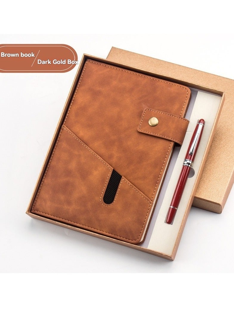 M MIAOYAN Classic brown ruled notebook, journals are elegant, quality crafted books available at a surprisingly competive price and quality. A huge choice for everyday use, provides plenty of space for notes, lists, musings, and more. And each notebook will give away a luxury pen, this is one of our best journal pens gifts  - Image 1