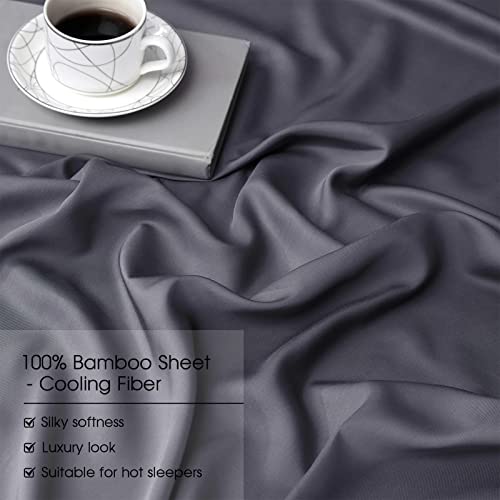 HYPREST Cooling Sheets King, Rayon Derived from Bamboo, Extra Deep Pocket Sheets Fits 18"-24" Thick Mattress, Grey Luxury Silky Soft No Sweat Cooling Sheets for Hot Sleepers - Image 2