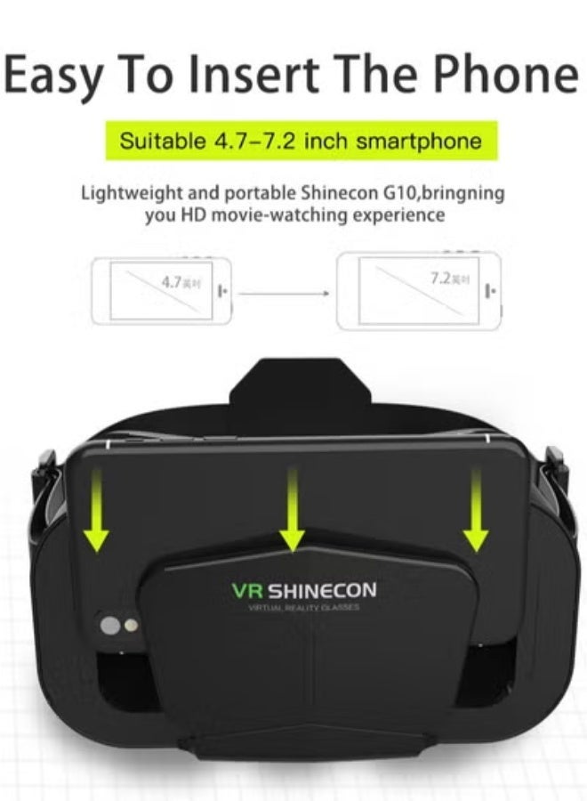 في آر شينيكون نظارة الواقع الافتراضي VR SHINECON G10، تدعم الهواتف من 3.5 إلى 7.2 بوصة، زاوية رؤية 110 درجة + مسافة بؤرية قابلة للتعديل، تشمل وحدة تحكم بلوتوث، تجربة غامرة للأفلام والألعاب - Image 4