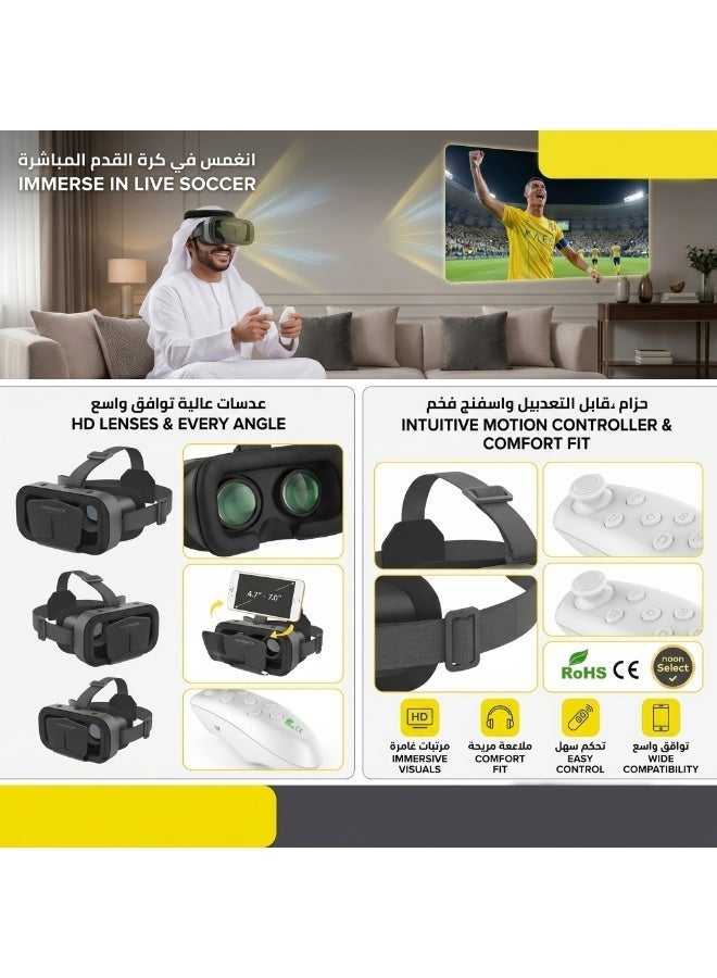في آر شينيكون نظارة الواقع الافتراضي VR SHINECON G10، تدعم الهواتف من 3.5 إلى 7.2 بوصة، زاوية رؤية 110 درجة + مسافة بؤرية قابلة للتعديل، تشمل وحدة تحكم بلوتوث، تجربة غامرة للأفلام والألعاب - Image 5