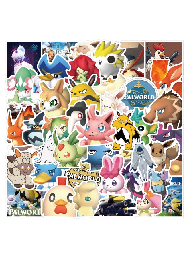 NIBEMINENT 55 Pcs Palworld Deco Kit Waterproof Stickers, High Definition Printing Bright Colors, Suitable for Laptop Skateboard Luggage Water Bottle Guitar DIY - Image 2