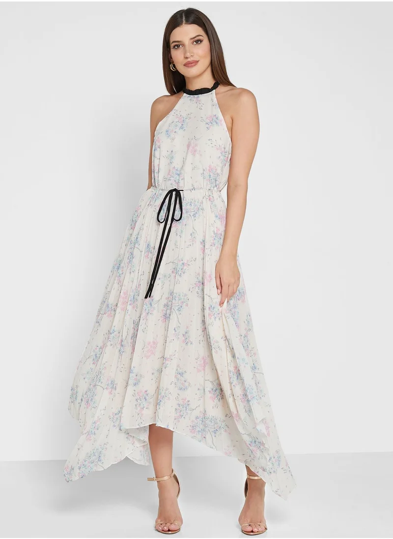 Oasis Halter Neck Floral Print Tie Detail Dress