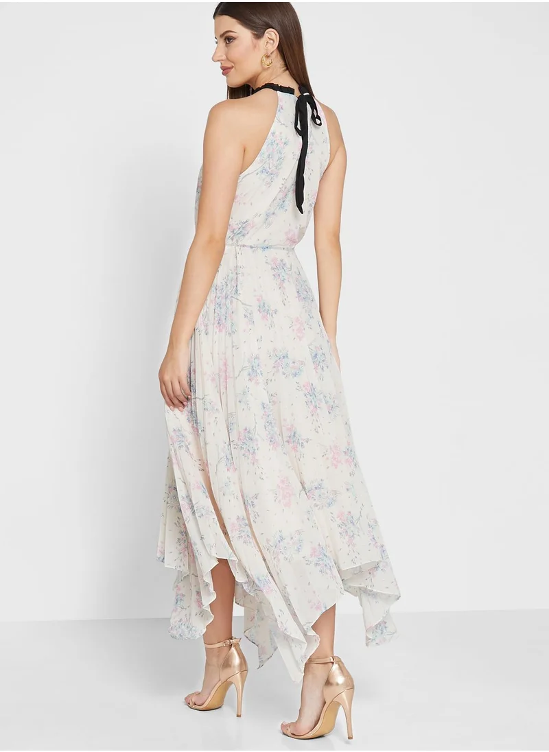 Oasis Halter Neck Floral Print Tie Detail Dress