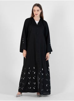 Rosette Abaya Salona Abaya With Embroidery laser cut design  - Image 5