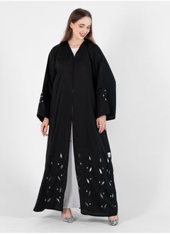 Rosette Abaya Salona Abaya With Embroidery laser cut design  - Image 4