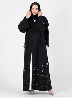 Rosette Abaya Salona Abaya With Embroidery laser cut design  - Image 1