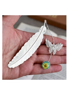 Generic “Perfect gift for reading and nature lovers: handcrafted dragonfly and feather book separator 