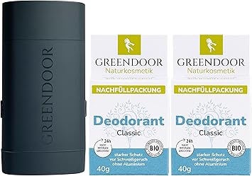 GREENDOOR حزمة بدء نظام إعادة تعبئة مزيل العرق GREENDOOR مزيل عرق قابل لإعادة التعبئة بدون ألومنيوم حماية قوية وآمنة تصميم أنيق مستقر من ABS في شكل أحادي الكتلة لون أنثراسايت 2 مزيل عرق كلاسيكي - Image 1