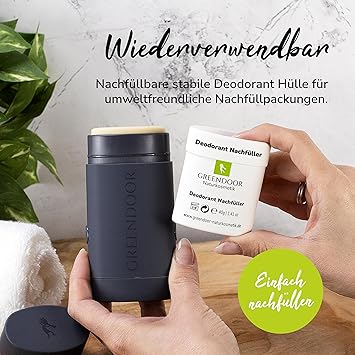 GREENDOOR حزمة بدء نظام إعادة تعبئة مزيل العرق GREENDOOR مزيل عرق قابل لإعادة التعبئة بدون ألومنيوم حماية قوية وآمنة تصميم أنيق مستقر من ABS في شكل أحادي الكتلة لون أنثراسايت 2 مزيل عرق كلاسيكي - Image 2