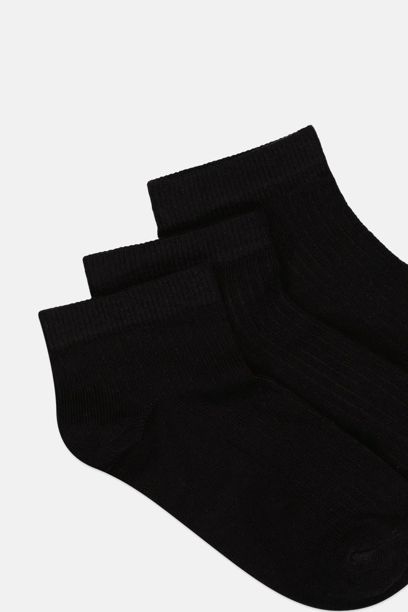 Material Girl Kids Girl 5 Pairs Ribbed Ankle Socks, Black - Image 2