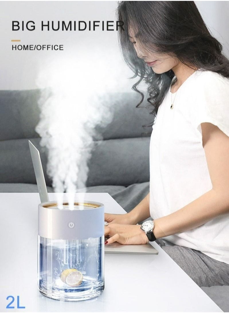 MIXDE 2L Ultrasonic Air Humidifier With 7-Colour LED Lights Three-hole high-efficiency large-capacity humidifier Aromatherapy Humidifier  - Image 1