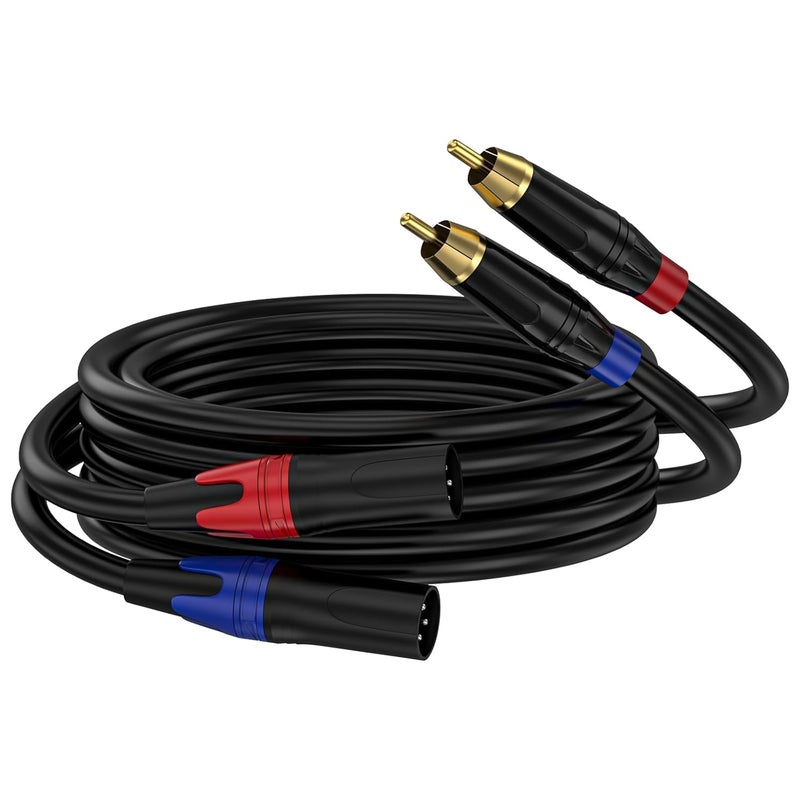 Device Of Urban Infotech كابل RCA إلى XLR كابل مزدوج RCA إلى XLR كابل 2 RCA إلى XLR ذكر كابل مزدوج XLR إلى RCA كابل ميكروفون XLR لمكبر الصوت الخلاط كابل الصوت (1.5 متر) - Image 1