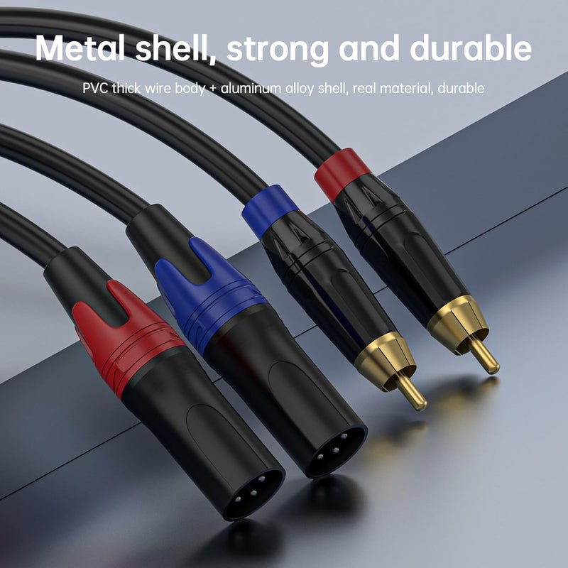 Device Of Urban Infotech كابل RCA إلى XLR كابل مزدوج RCA إلى XLR كابل 2 RCA إلى XLR ذكر كابل مزدوج XLR إلى RCA كابل ميكروفون XLR لمكبر الصوت الخلاط كابل الصوت (1.5 متر) - Image 3