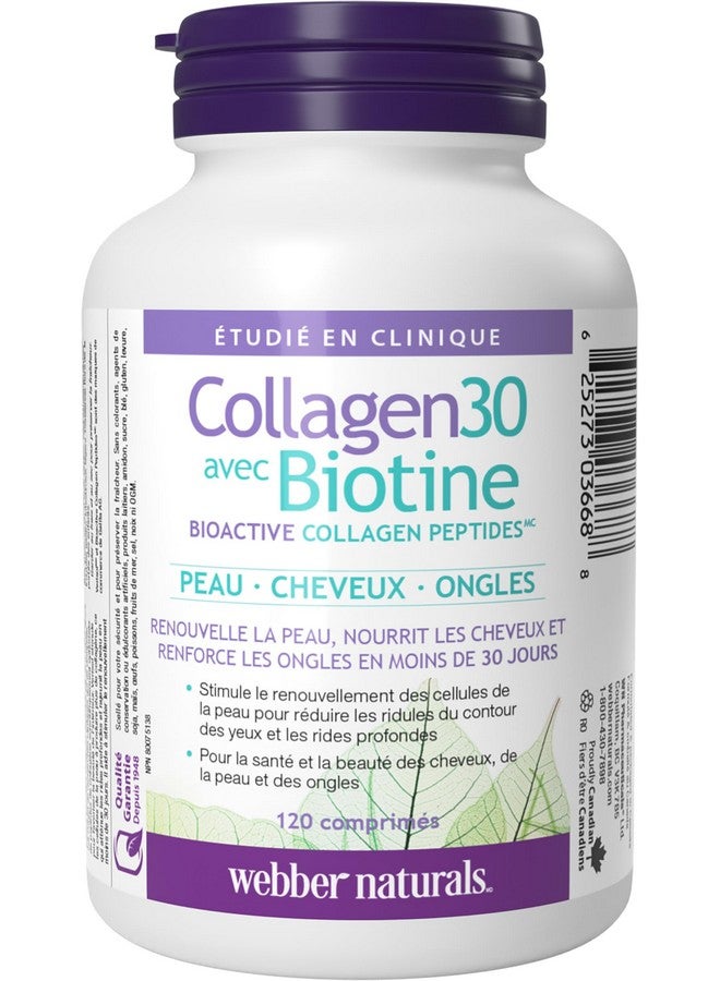 Webber naturals Webber Naturals Collagen30 with Biotin, 2,500 mg of Bioactive Collagen Peptides with 5,000 mcg of Biotin Per Serving, 120 Tablets, For Advanced Nourishment of Skin, Hair and Nails, Dairy & Gluten Free - Image 2