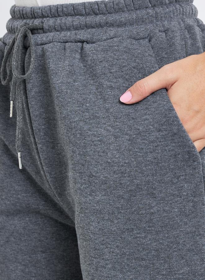 Styli Women Grey Solid Wide Leg Joggers with Drawstring Waist - Image 3