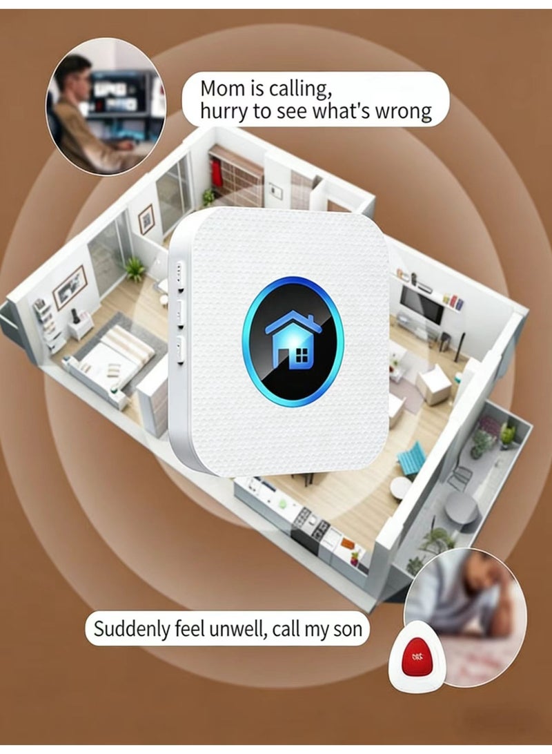 Wireless Caregiver Call on Elderly Monitoring Alert Systems for Seniors 1 Plugin Receiver 2 Waterproof Transmitters - Image 3