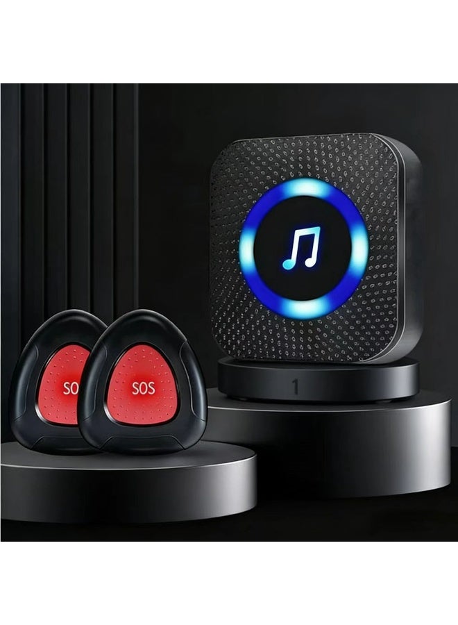 Wireless Caregiver Call on Elderly Monitoring Alert Systems for Seniors 1 Plugin Receiver 2 Waterproof Transmitters - Image 1