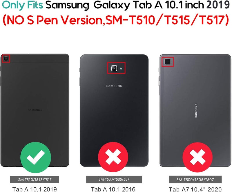 Procases Galaxy Tab A 10.1 Case 2019 Model T510 T515 T517, Slim Lightweight Stand Case Shell Cover For 10.1 Inch Galaxy Tab A Tablet Sm-T510 Sm-T515 Sm-T517 2019 Release -Black - Image 2