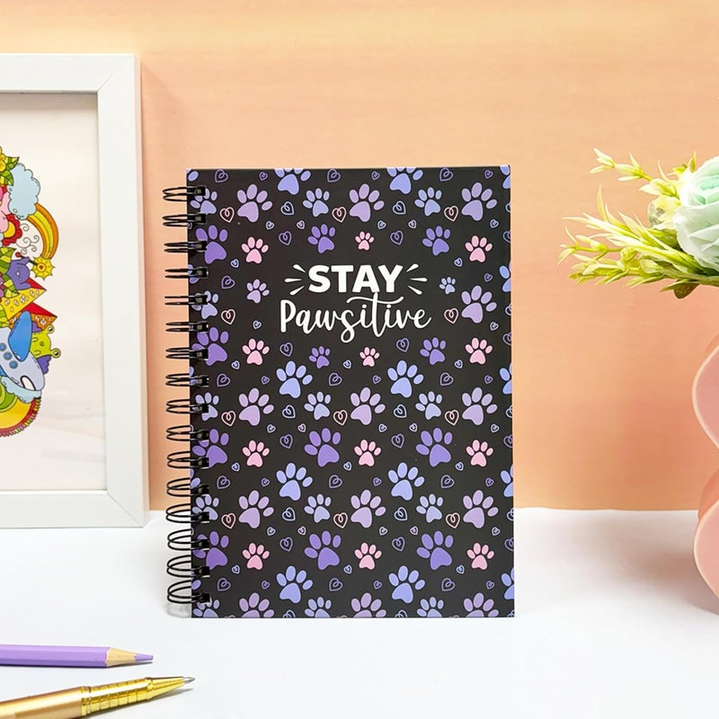 Articious Paw Spiral Notebook | A5 Size 21x17 cm | 190 Ruled Pages | 80 GSM Thick Paper | Aesthetic Hardbound Journal for Writing, School, Office & Gifting - Image 1