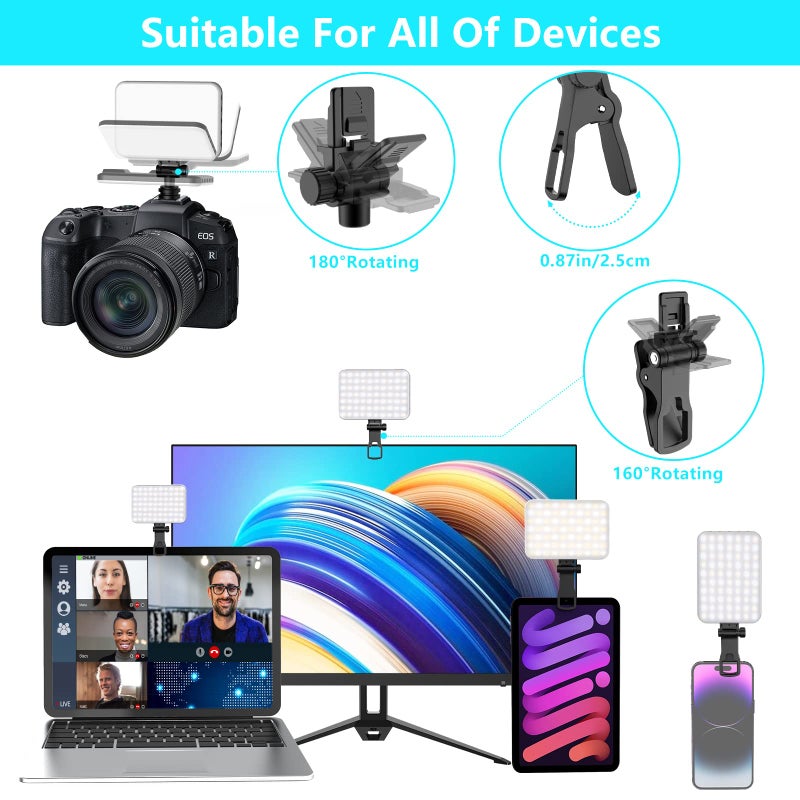 ANAUTIN Selfie Light, 60 LED 2200mAh Rechargeable Cell Phone Fill Light 7 Modes, 10-Level Brightness, Portable Clip on Light for Phone/Tablet/Laptop, Zoom Call Vlog Makeup TikTok Video Fill Light - Image 4
