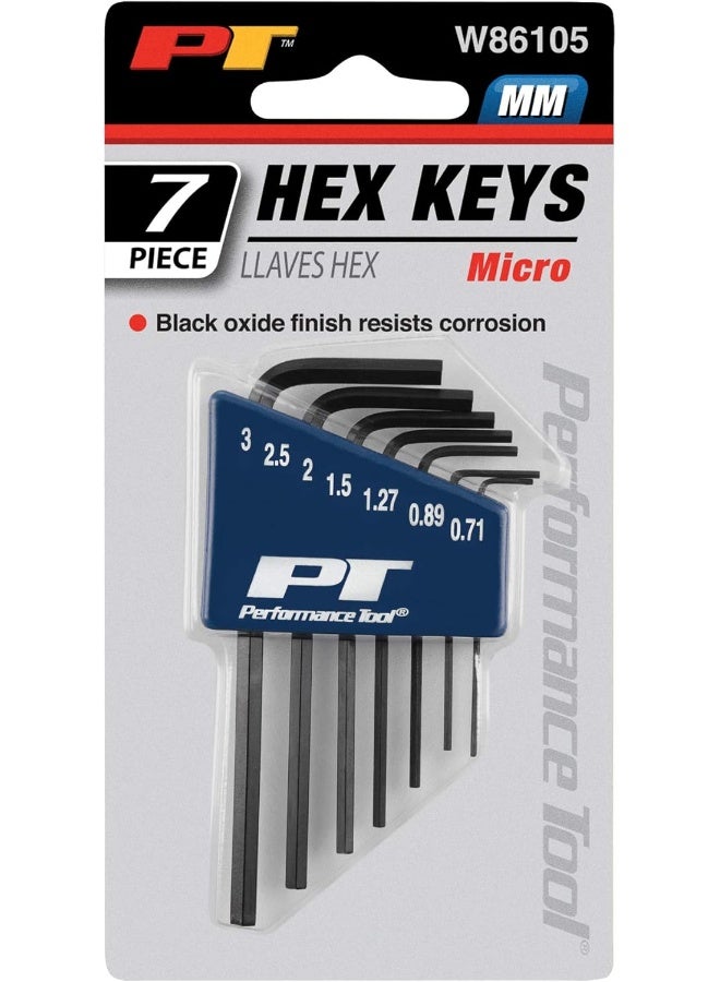 Performance Tool Performance Tool W86105 7 pc. Metric Micro Hex Key Set  - Image 2