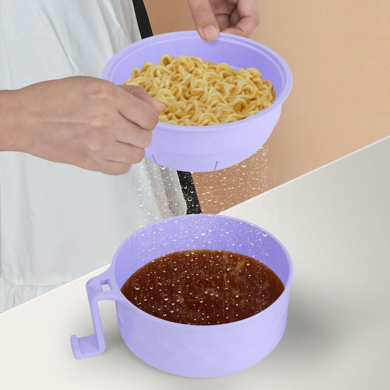 UUGLAM Ramen Bowl Set, Ramen Cooker 33 oz, Ramen Bowls with Chopsticks and Spoon, Microwave Pasta Cooker, Ramen Bowl Microwave Gift College Dorm Essentials for Girls Guys (Purple) - Image 3