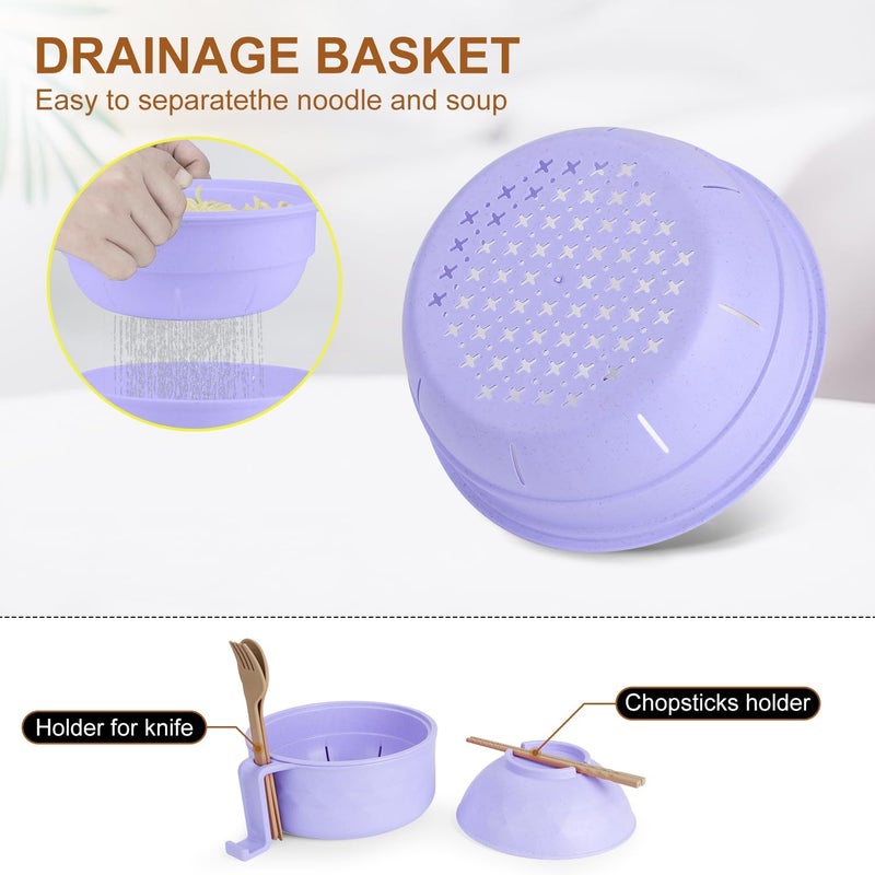 UUGLAM Ramen Bowl Set, Ramen Cooker 33 oz, Ramen Bowls with Chopsticks and Spoon, Microwave Pasta Cooker, Ramen Bowl Microwave Gift College Dorm Essentials for Girls Guys (Purple) - Image 4