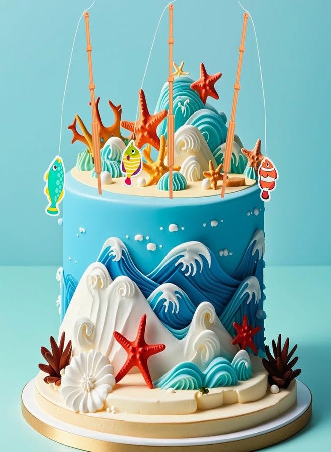 Capiant 12 PACK Mini Fish Pole Decoration, Fishing Birthday Party Decorations, Little Fisherman Fishing Pole Picks, Pole Picks Fishing Themed Party Supplies, Tropical Party Cocktail Cake Decor - Image 3
