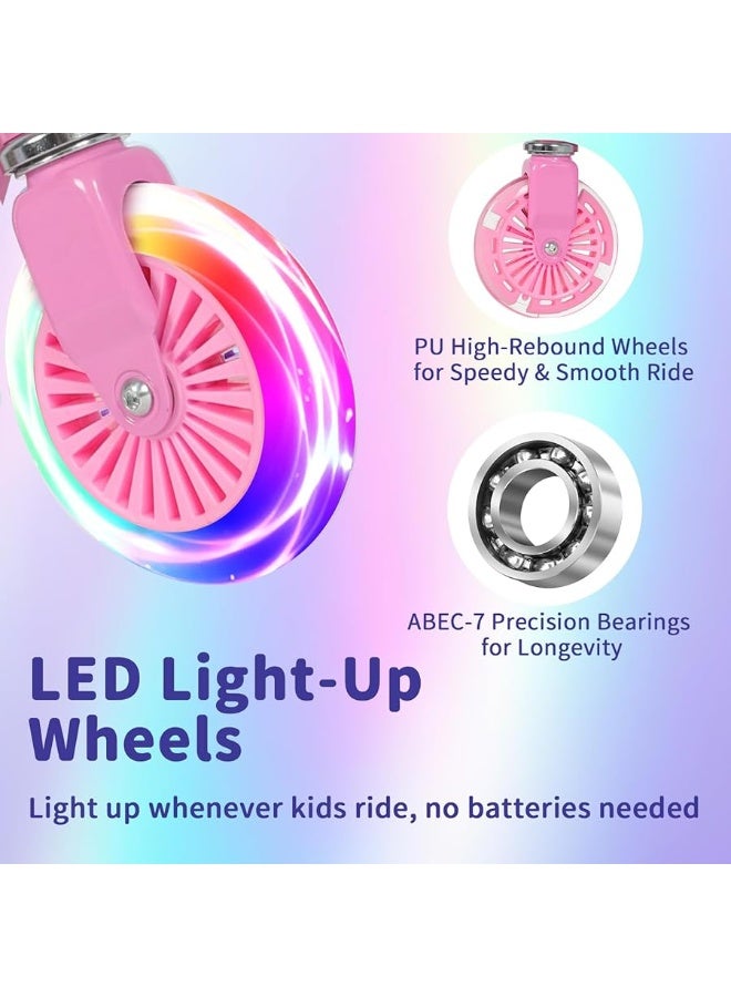 BELEEV V3 Scooter for Kids with Light-Up Wheels & Stem & Deck, 2 Wheel Folding Scooter for Girls Boys, 4 Adjustable Height, Lightweight Kick Scooter with Handy Kickstand for Children Ages 3-12 - Image 1