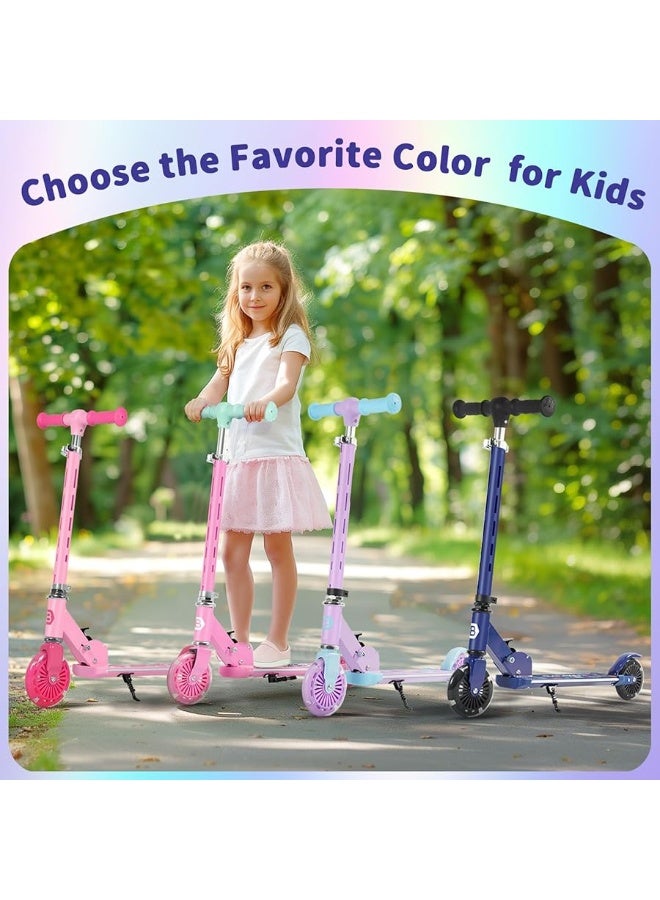 BELEEV V3 Scooter for Kids with Light-Up Wheels & Stem & Deck, 2 Wheel Folding Scooter for Girls Boys, 4 Adjustable Height, Lightweight Kick Scooter with Handy Kickstand for Children Ages 3-12 - Image 3