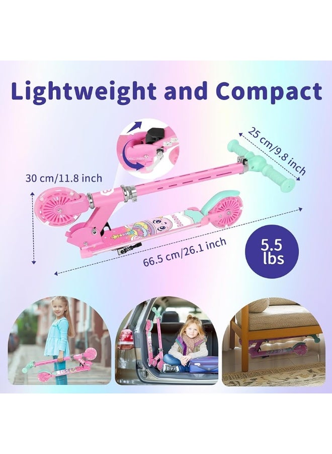 BELEEV V3 Scooter for Kids with Light-Up Wheels & Stem & Deck, 2 Wheel Folding Scooter for Girls Boys, 4 Adjustable Height, Lightweight Kick Scooter with Handy Kickstand for Children Ages 3-12 - Image 5