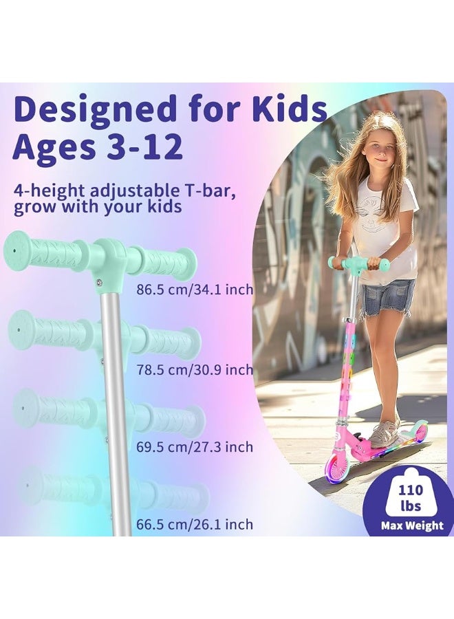 BELEEV V3 Scooter for Kids with Light-Up Wheels & Stem & Deck, 2 Wheel Folding Scooter for Girls Boys, 4 Adjustable Height, Lightweight Kick Scooter with Handy Kickstand for Children Ages 3-12 - Image 4